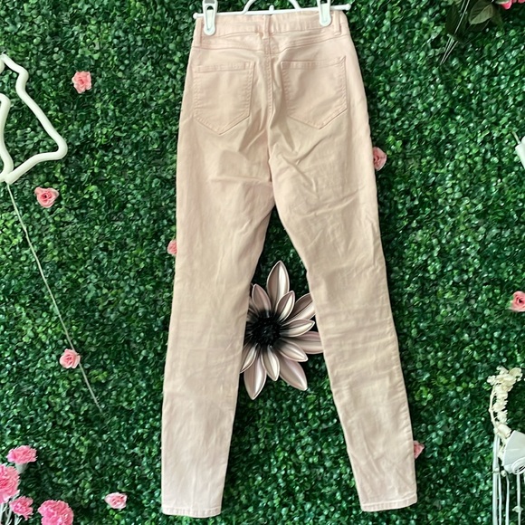 Blush Pink Ultra High Rise Denim Skinny Jean Size 0-1 with Pockets - Picture 4 of 7